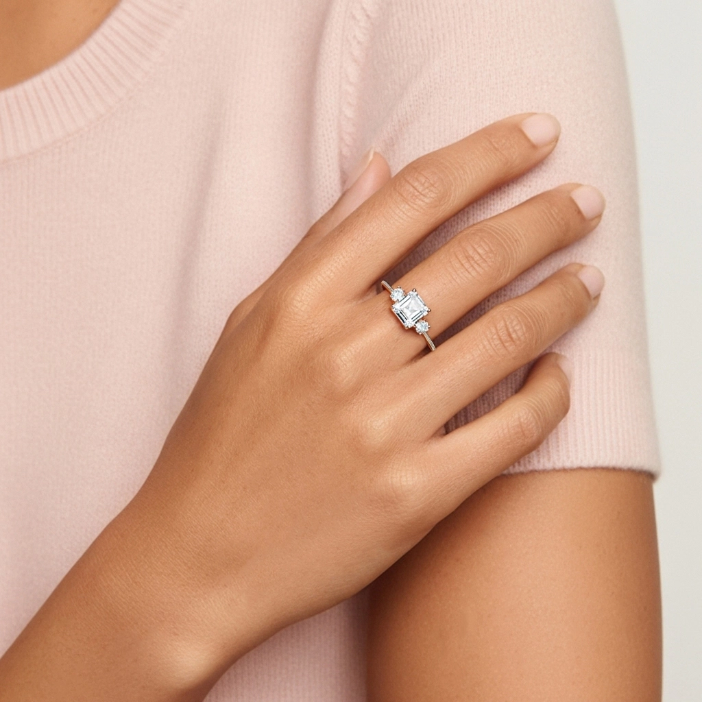 1.00ct Moissanite Engagement Ring 14K Rose Gold