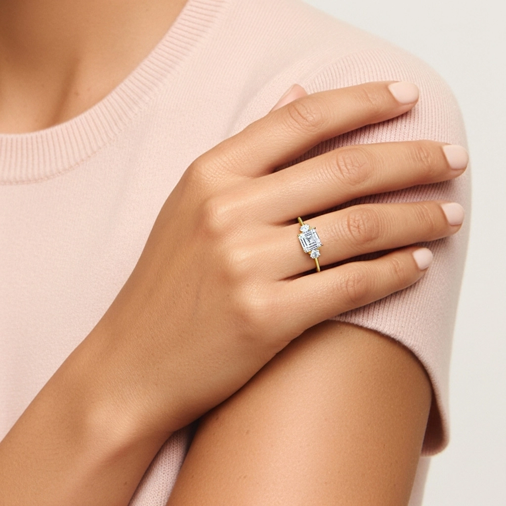 1.00ct Moissanite Engagement Ring 18K Gold