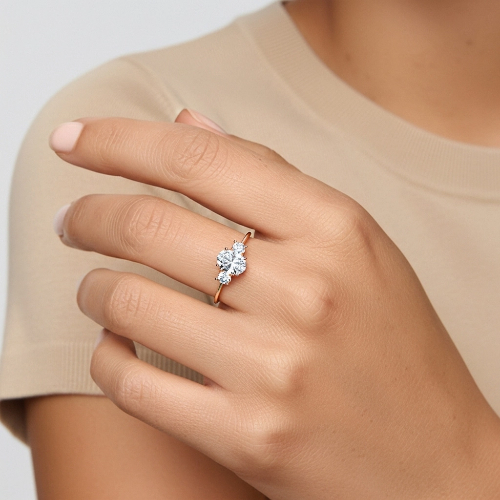 1.00ct Moissanite Engagement Ring 14K Rose Gold