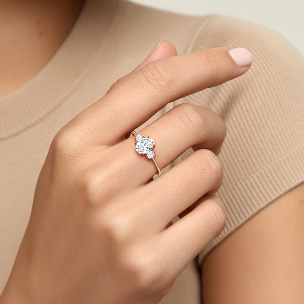 1.00ct Moissanite Engagement Ring 14K Rose Gold