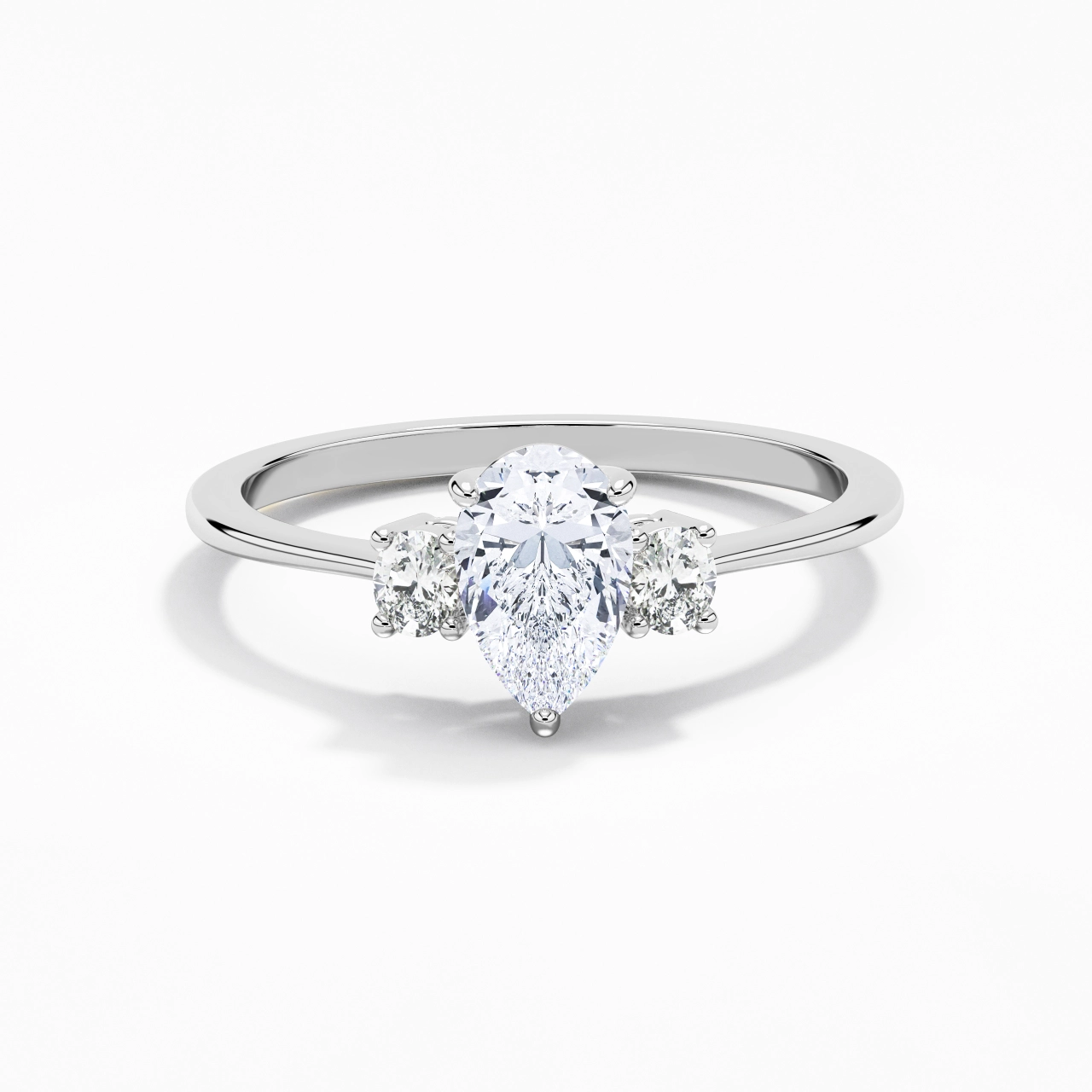 1.00ct Moissanite Engagement Ring 18K White Gold