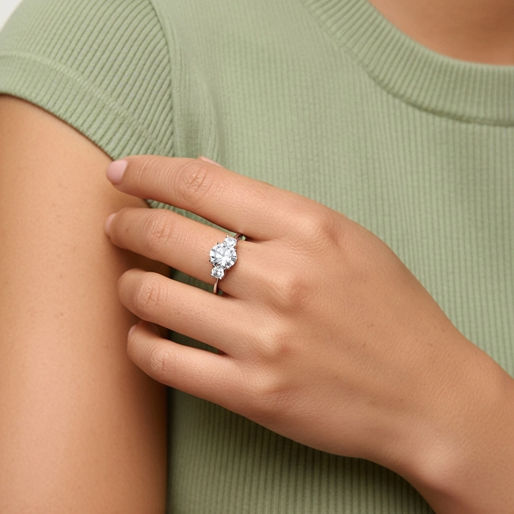 1.00ct Moissanite Engagement Ring 925 Sterling Silver