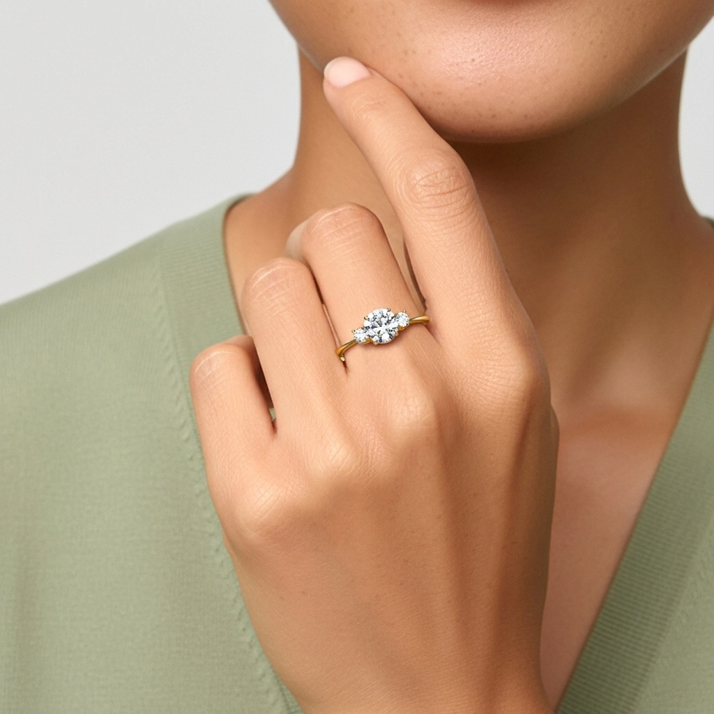 1.00ct Moissanite Engagement Ring 18K Gold