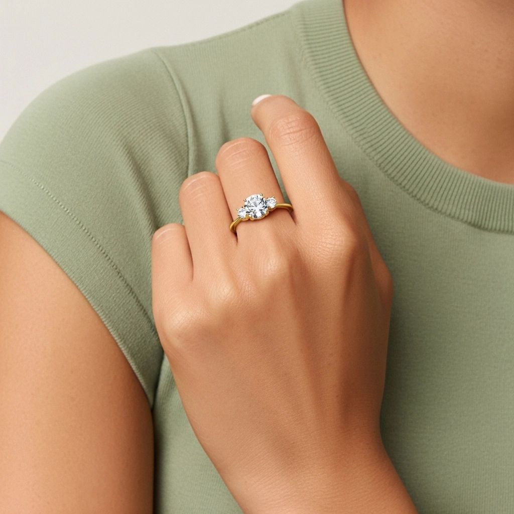 1.00ct Moissanite Engagement Ring 18K Gold