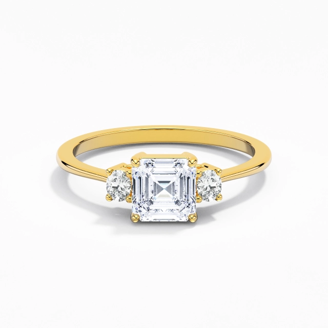 1.00ct Asscher Moissanita Anillo de Compromiso Plata esterlina 925 Garra Simple Pata tradicional