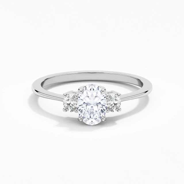 1.00ct Ovale Moissanite Bague de fiançailles Argent sterling 925 Griffe Simple Tige Traditionnelle