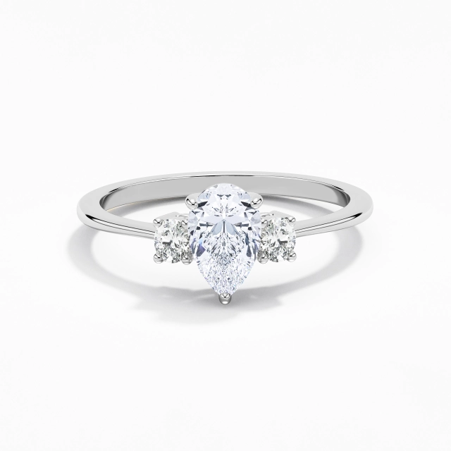 1.00ct Poire Moissanite Bague de fiançailles Argent sterling 925 Griffe Simple Tige Traditionnelle