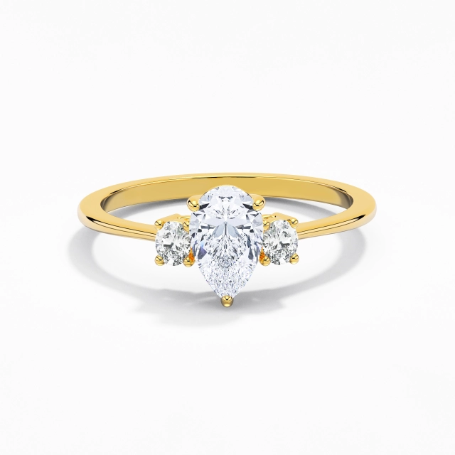 1.00ct Pear Moissanite Engagement Ring 925 Sterling Silver Prong Simple Traditional Shank