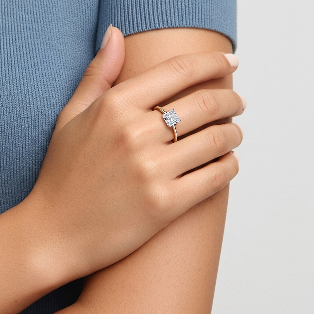 1.00ct Moissanite Bague de fiançailles Or rose 14 carats