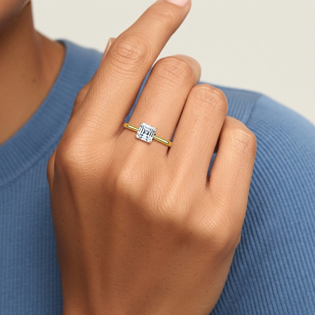 Timeless Asscher 1.00ct Moissanite Engagement Ring