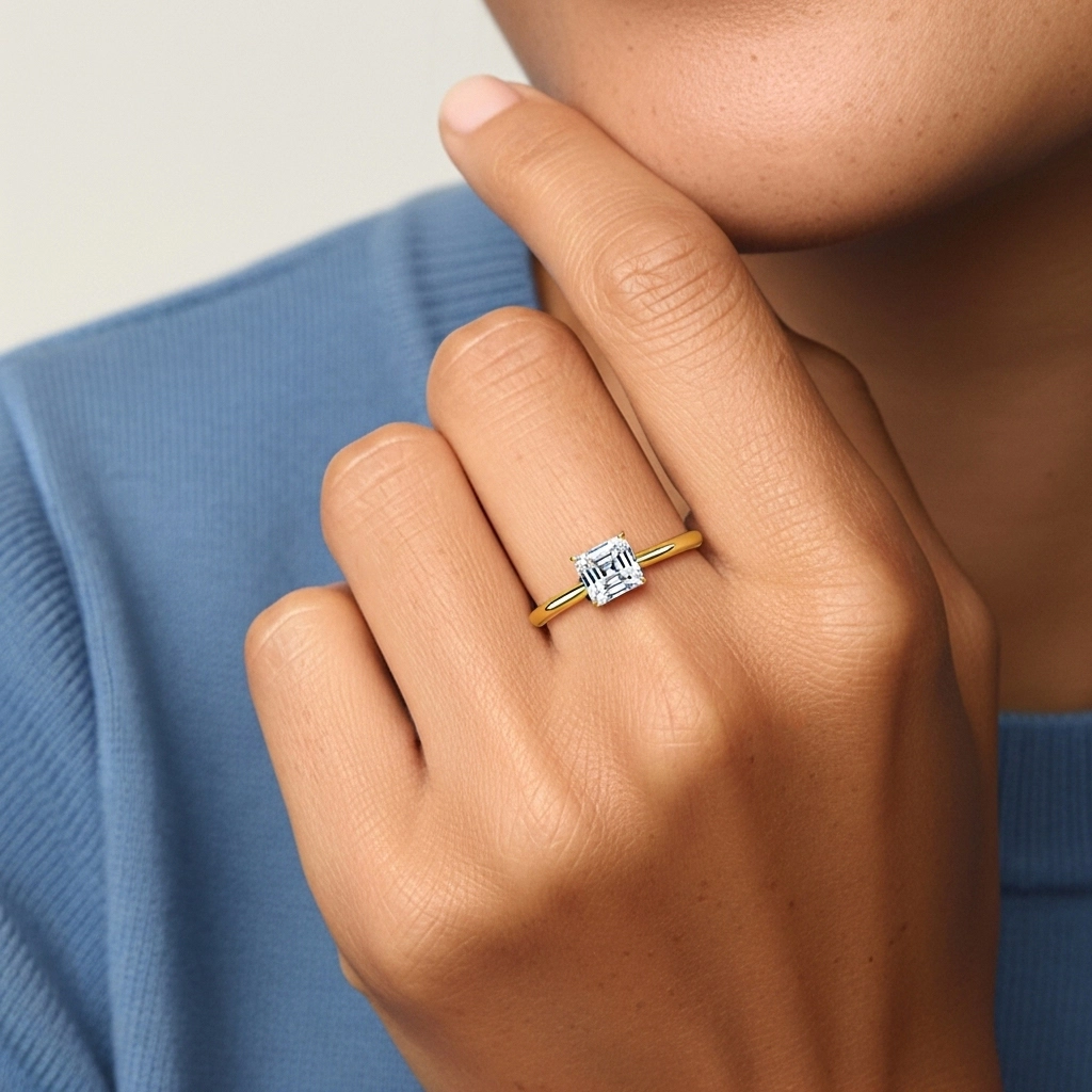 Timeless Asscher 1.00ct Moissanite Engagement Ring