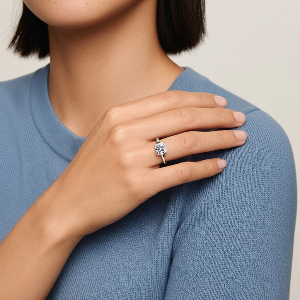 Timeless Cushion 1.00ct Moissanite Engagement Ring