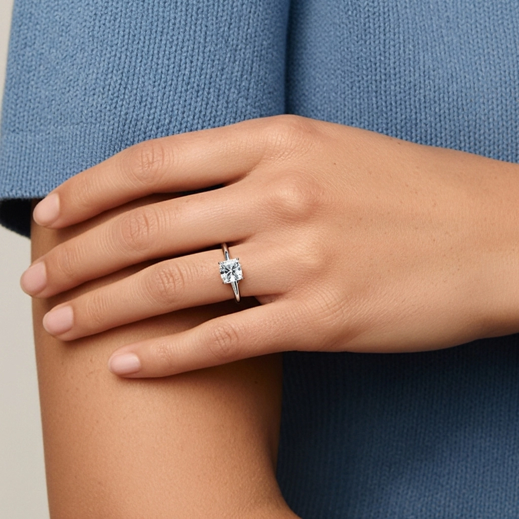 Timeless Cushion 1.00ct Moissanite Engagement Ring