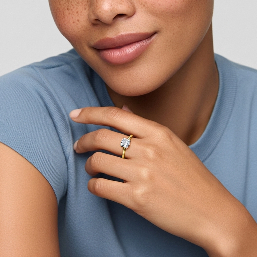 Timeless Cushion 1.00ct Moissanite Engagement Ring