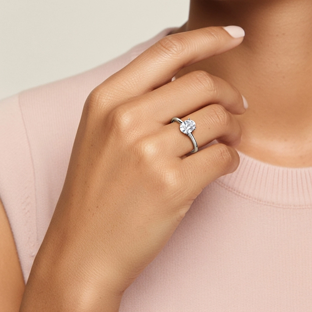 1.00ct Moissanite Bague de fiançailles Or blanc 14 carats