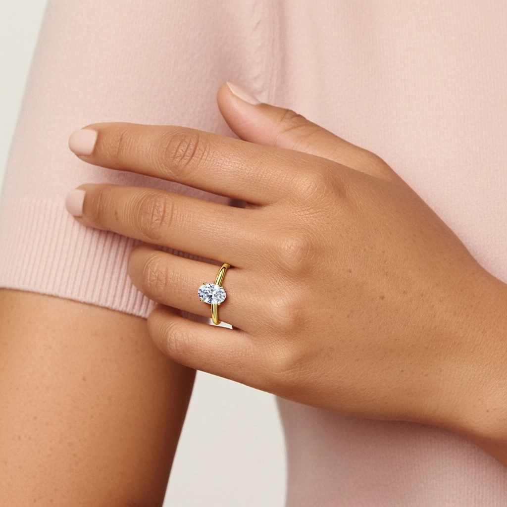 Éternel Ovale 1.00ct Moissanite Bague de fiançailles