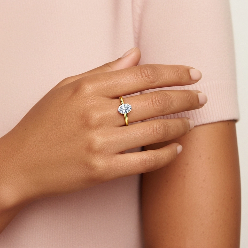 Éternel Ovale 1.00ct Moissanite Bague de fiançailles