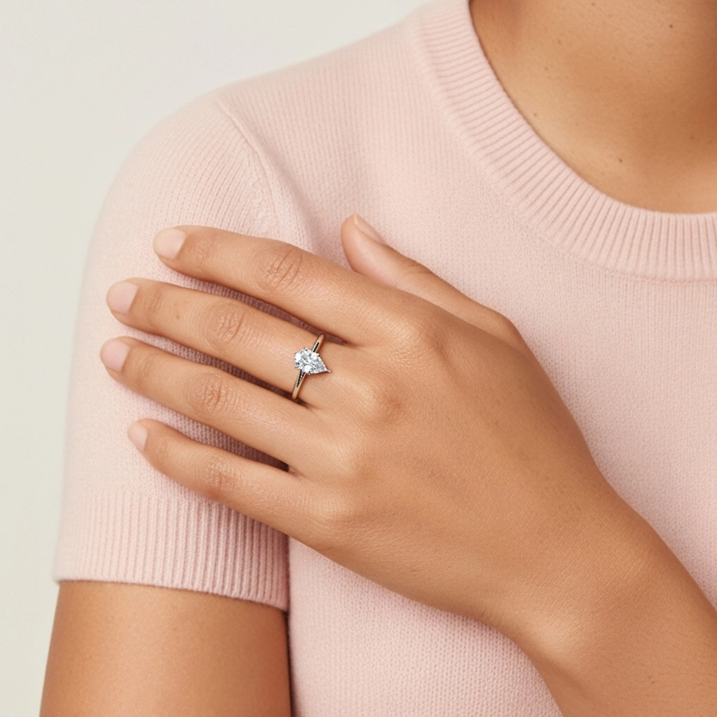 1.00ct Moissanite Bague de fiançailles Or blanc 18 carats