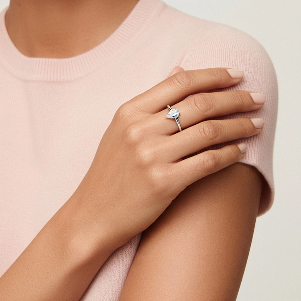 1.00ct Moissanite Bague de fiançailles Or blanc 18 carats