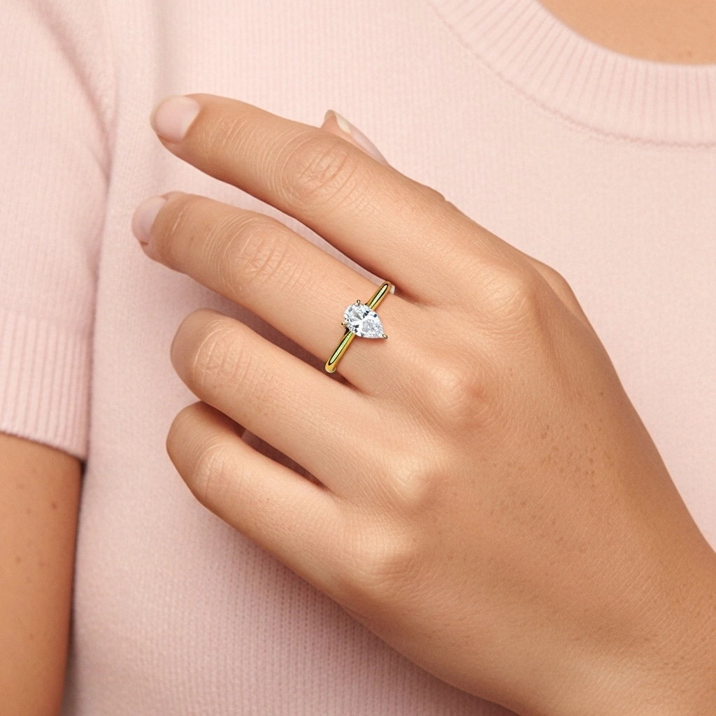 Éternel Poire 1.00ct Moissanite Bague de fiançailles