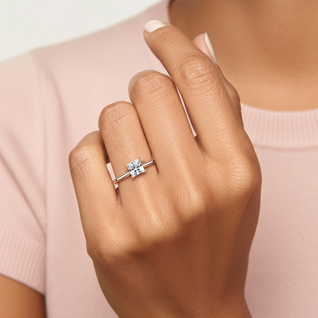 1.00ct Moissanite Bague de fiançailles Or rose 18 carats