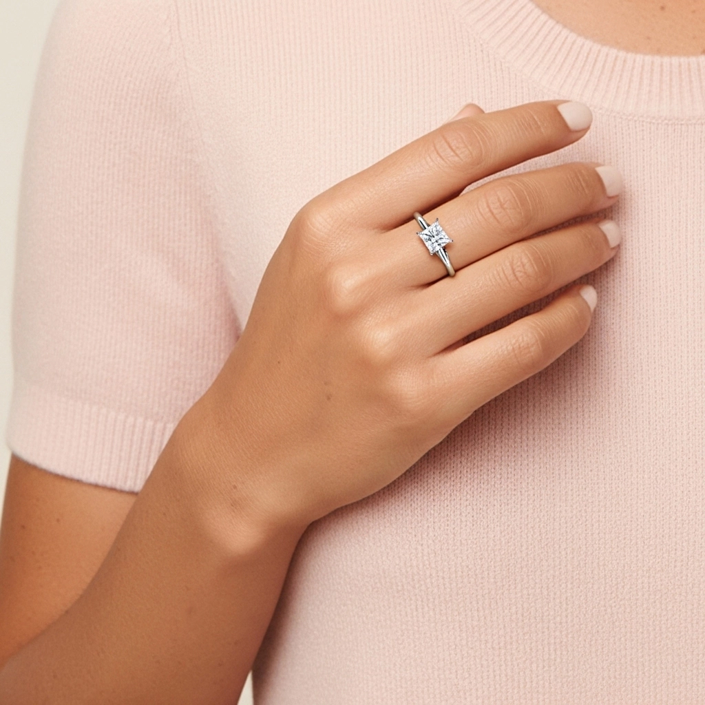 1.00ct Moissanite Bague de fiançailles Platine