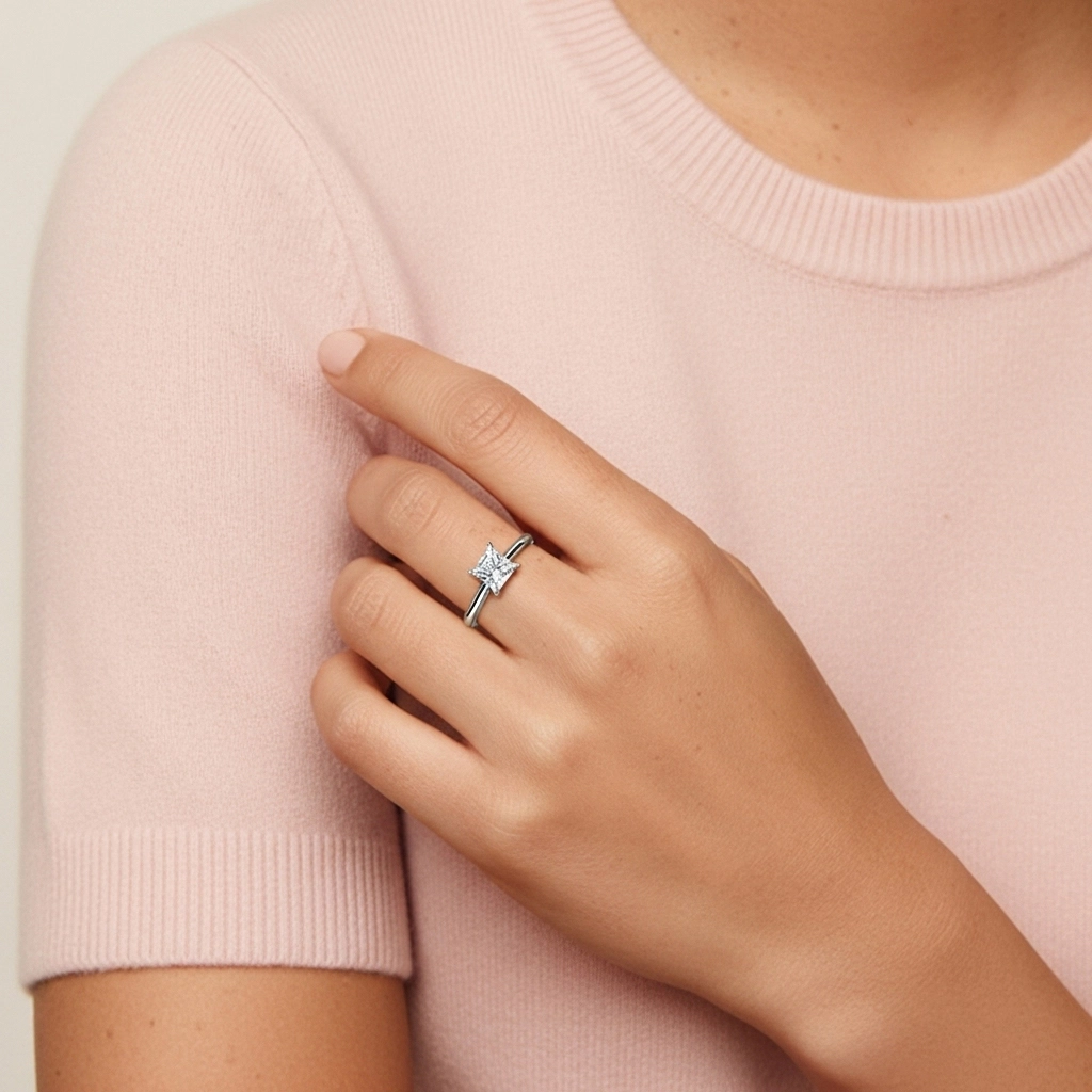 1.00ct Moissanite Bague de fiançailles Platine