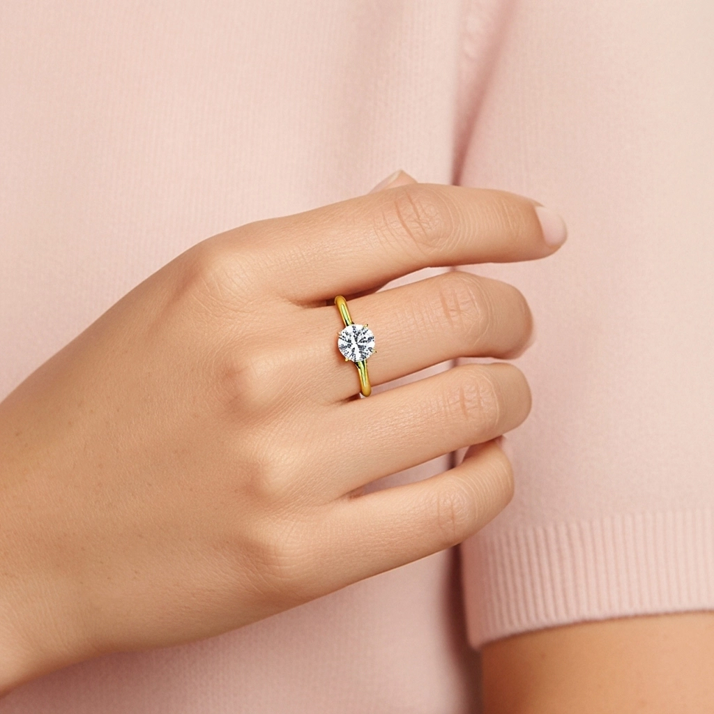 1.00ct Moissanite Engagement Ring 18K Gold