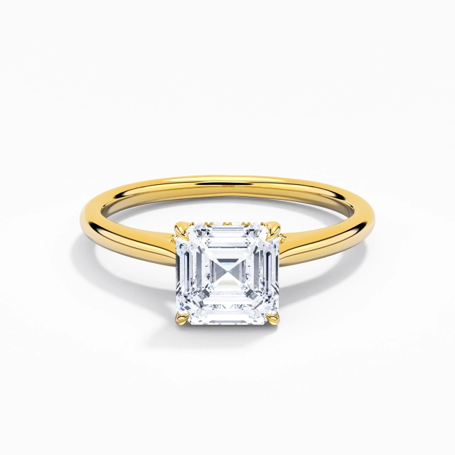 Timeless Asscher Moissanite Engagement Ring 1.00ct In White 925 Sterling Silver Cathedral Hidden Halo Traditional Shank