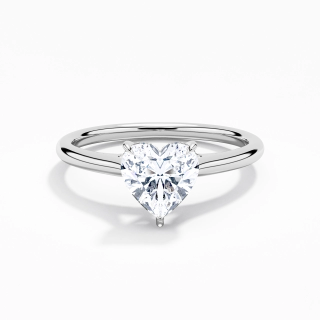 Timeless Heart Moissanite Engagement Ring 1.00ct In White 925 Sterling Silver Cathedral Hidden Halo Traditional Shank