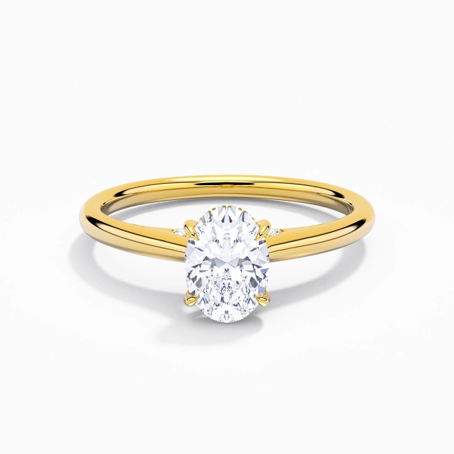 Éternel Ovale Moissanite Bague de fiançailles 1.00ct En Blanc Argent sterling 925 Cathédrale Halo caché Tige Traditionnelle