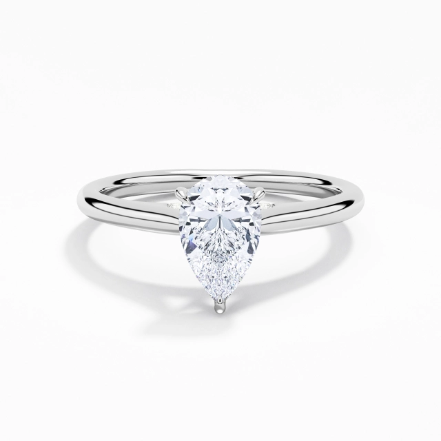 Timeless Pear Moissanite Engagement Ring 1.00ct In White 925 Sterling Silver Cathedral Hidden Halo Traditional Shank