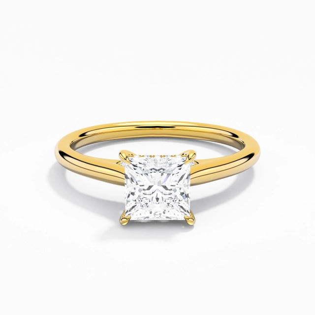 Timeless Princess Moissanite Engagement Ring 1.00ct In White 925 Sterling Silver Cathedral Hidden Halo Traditional Shank