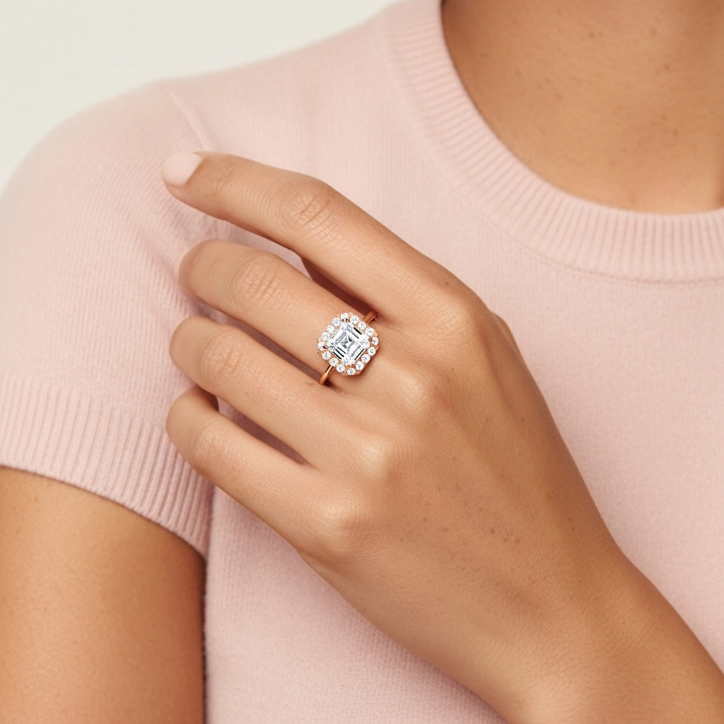 1.00ct Moissanite Bague de fiançailles Or rose 14 carats