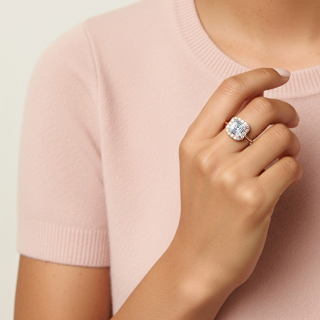 1.00ct Moissanite Bague de fiançailles Or rose 14 carats