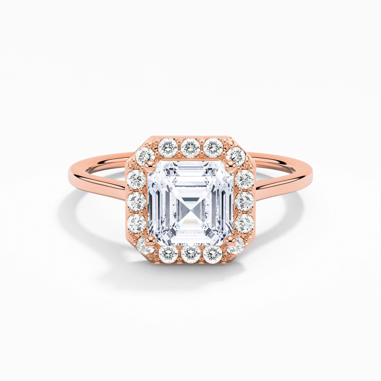 1.00ct Moissanite Engagement Ring 14K Rose Gold