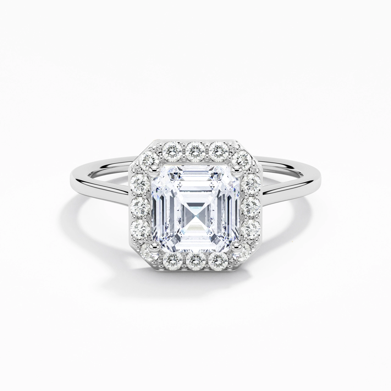 Simple Asscher 1.00ct Moissanite Engagement Ring