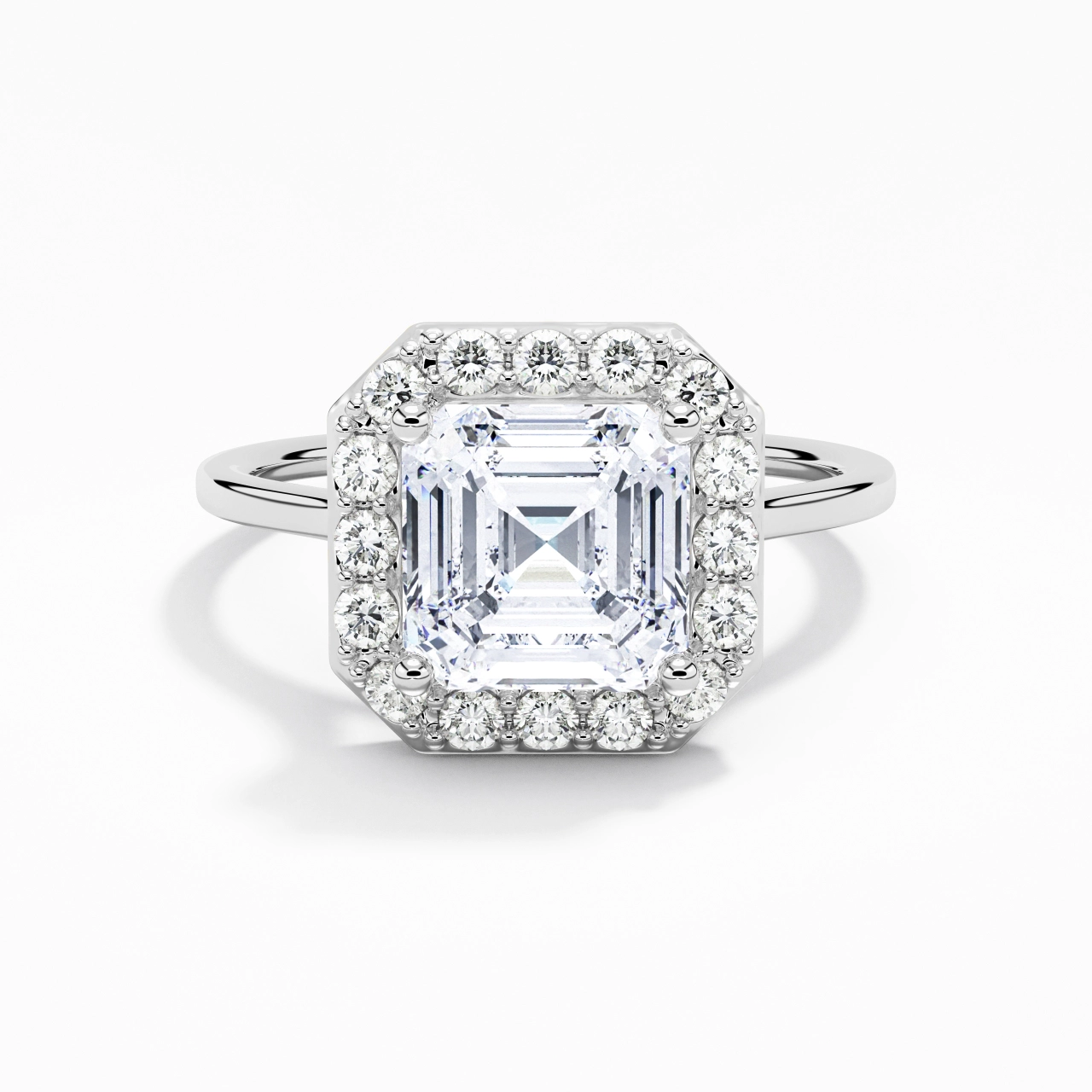 Simple Asscher 2.00ct Moissanite Engagement Ring