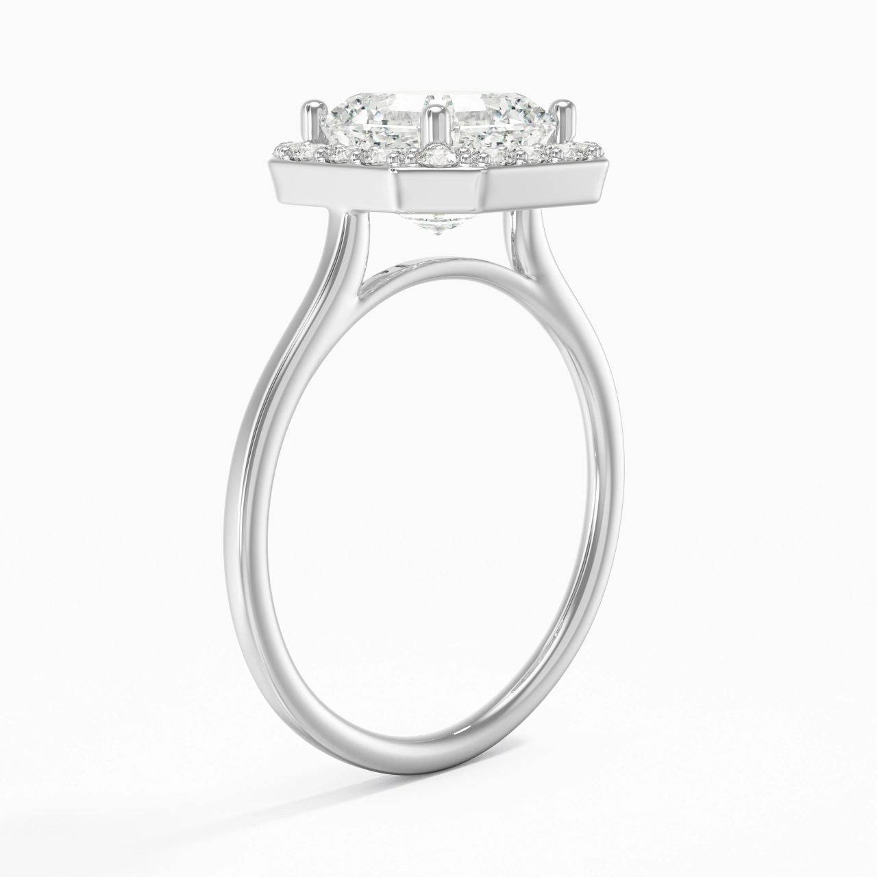 Simple Asscher 2.00ct Moissanite Engagement Ring