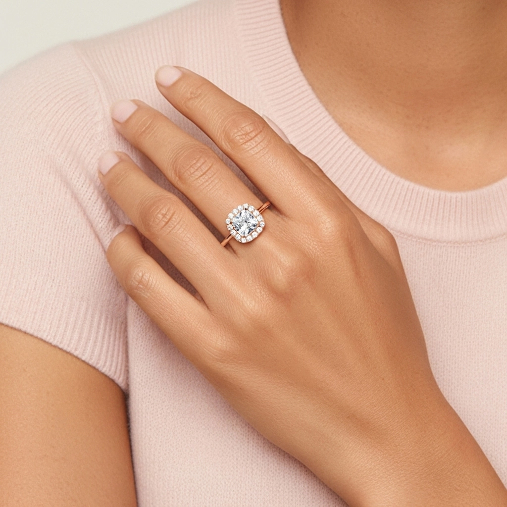 1.00ct Moissanite Bague de fiançailles Or rose 14 carats