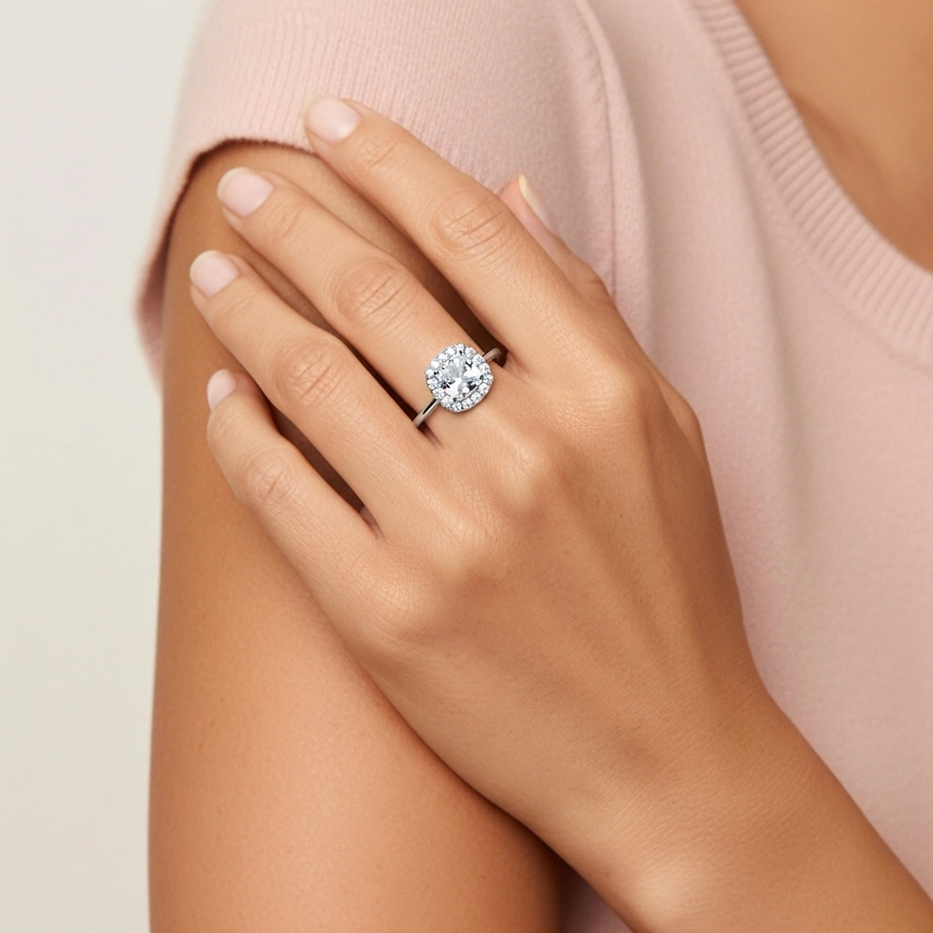 1.00ct Moissanite Bague de fiançailles Platine