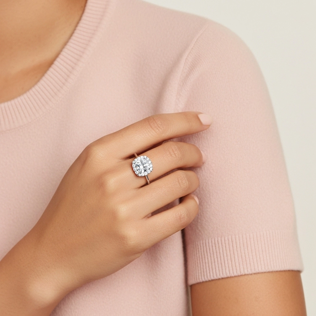 1.00ct Moissanite Bague de fiançailles Platine