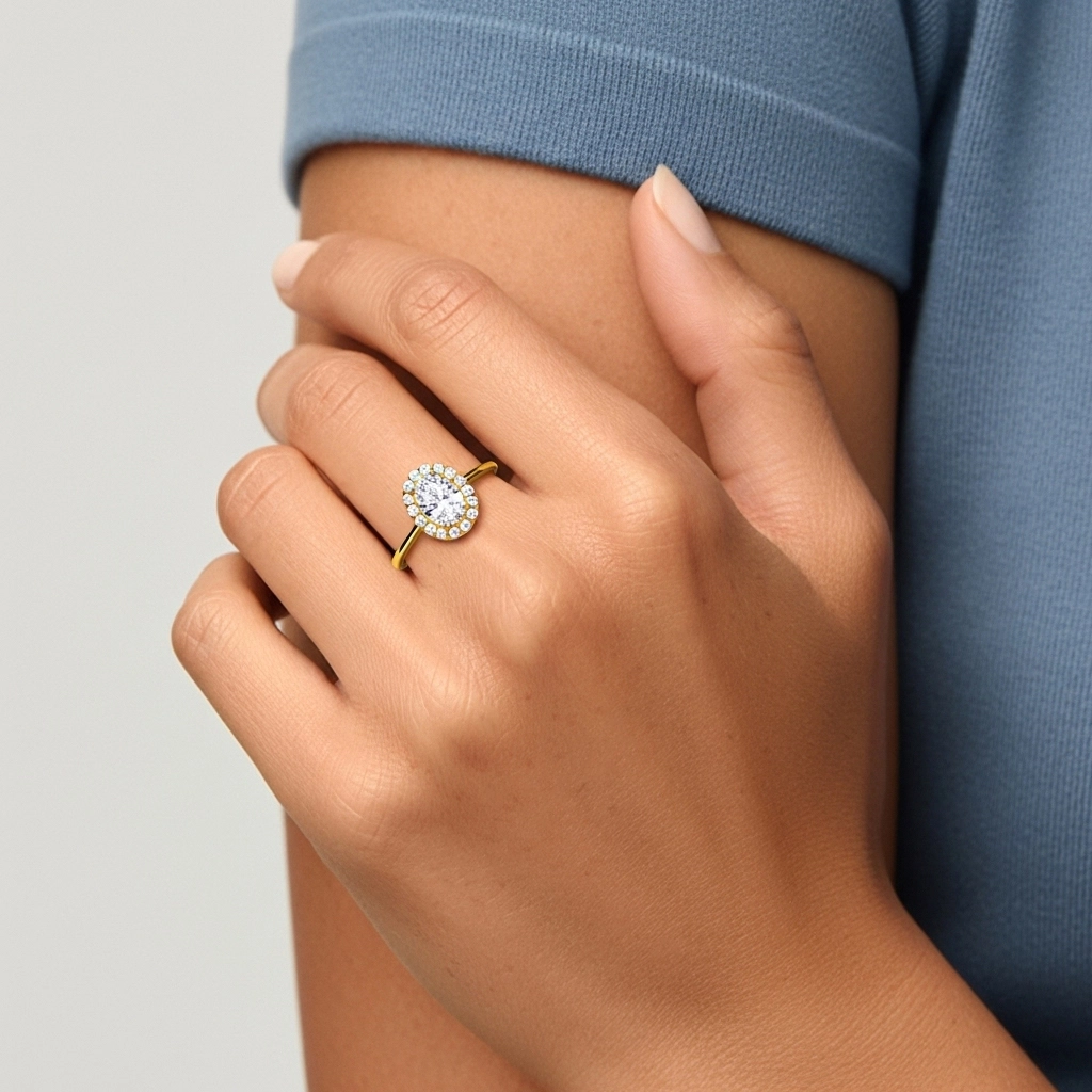 Simple Ovale 1.00ct Moissanite Bague de fiançailles