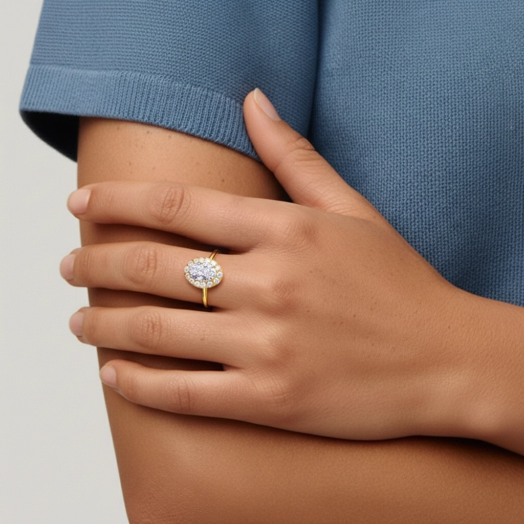 Simple Ovale 1.00ct Moissanite Bague de fiançailles