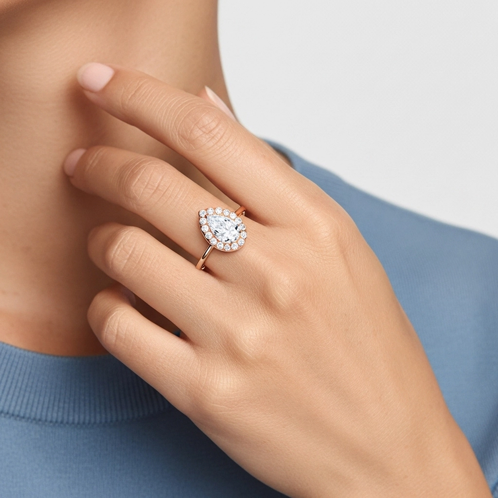 1.00ct Moissanite Bague de fiançailles Or rose 18 carats