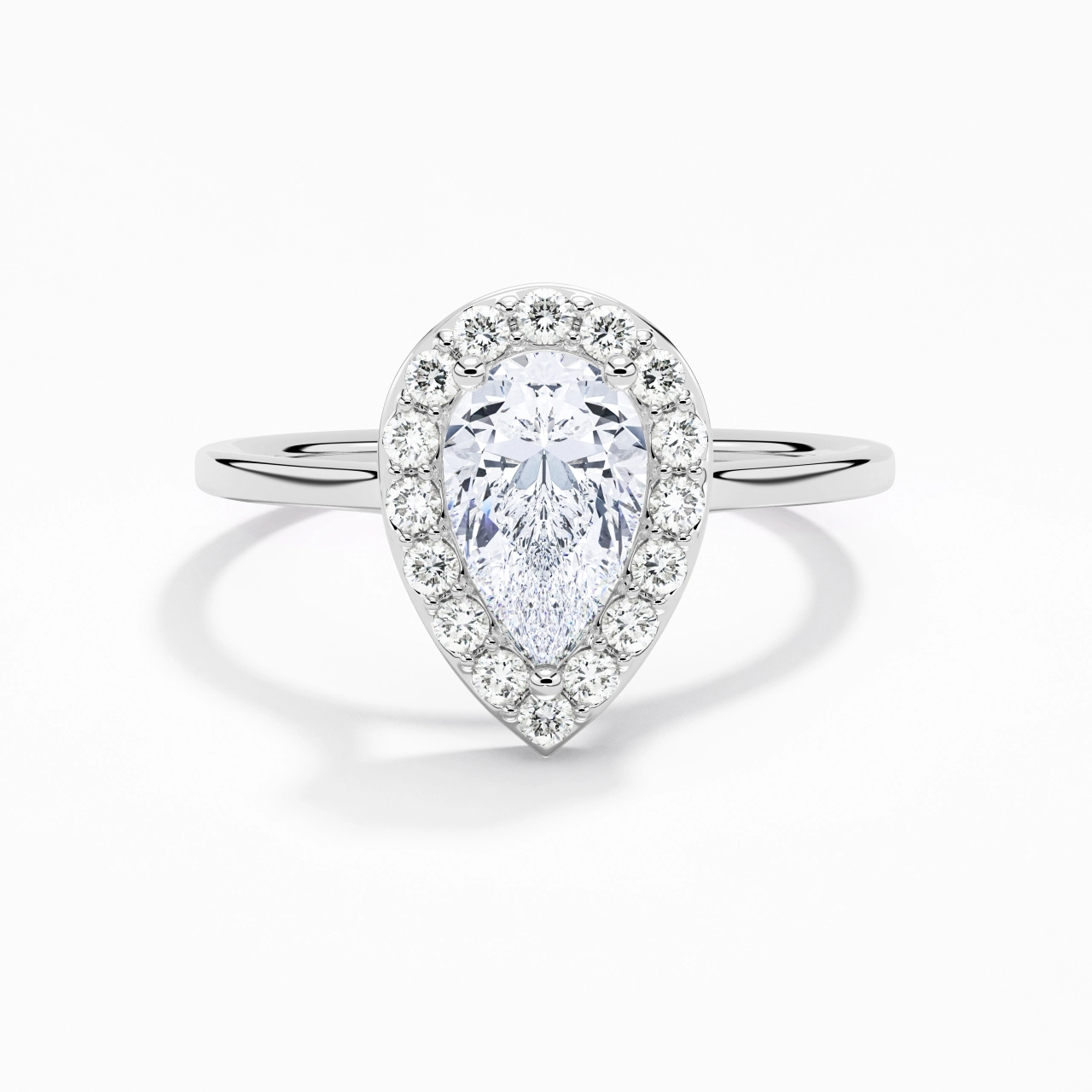 1.00ct Moissanite Engagement Ring 18K White Gold