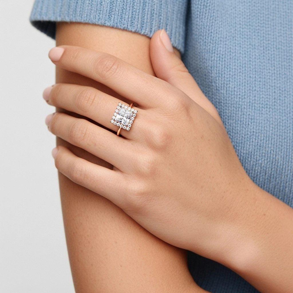 1.00ct Moissanite Bague de fiançailles Or rose 14 carats