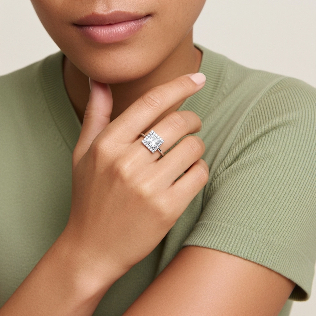 1.00ct Moissanite Bague de fiançailles Platine