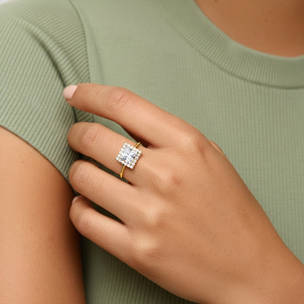 Simple Princesse 1.00ct Moissanite Bague de fiançailles