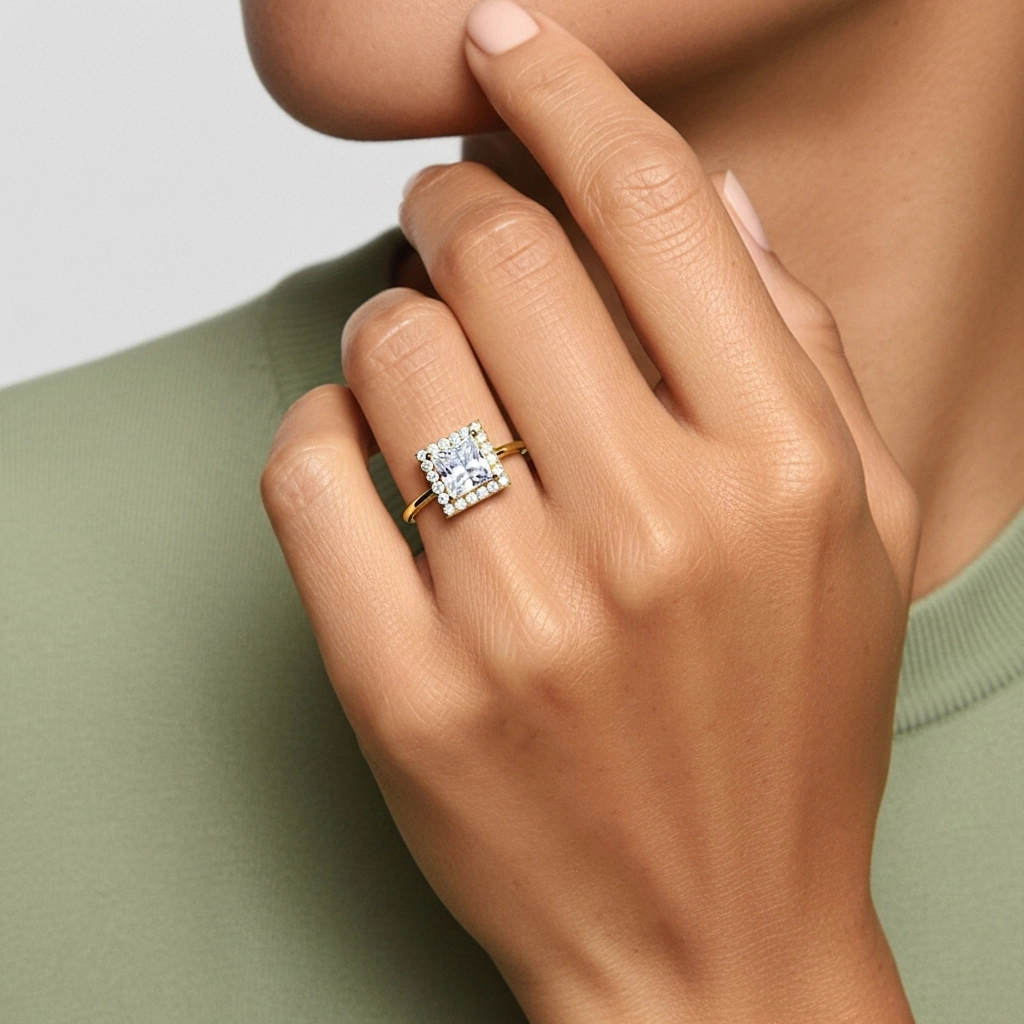 Simple Princesse 1.00ct Moissanite Bague de fiançailles